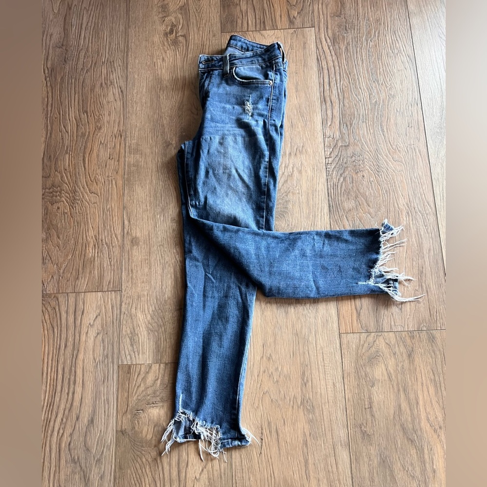 JUST BLACK Women’s Distressed Hem Jeans Size 26 Stretch Denim